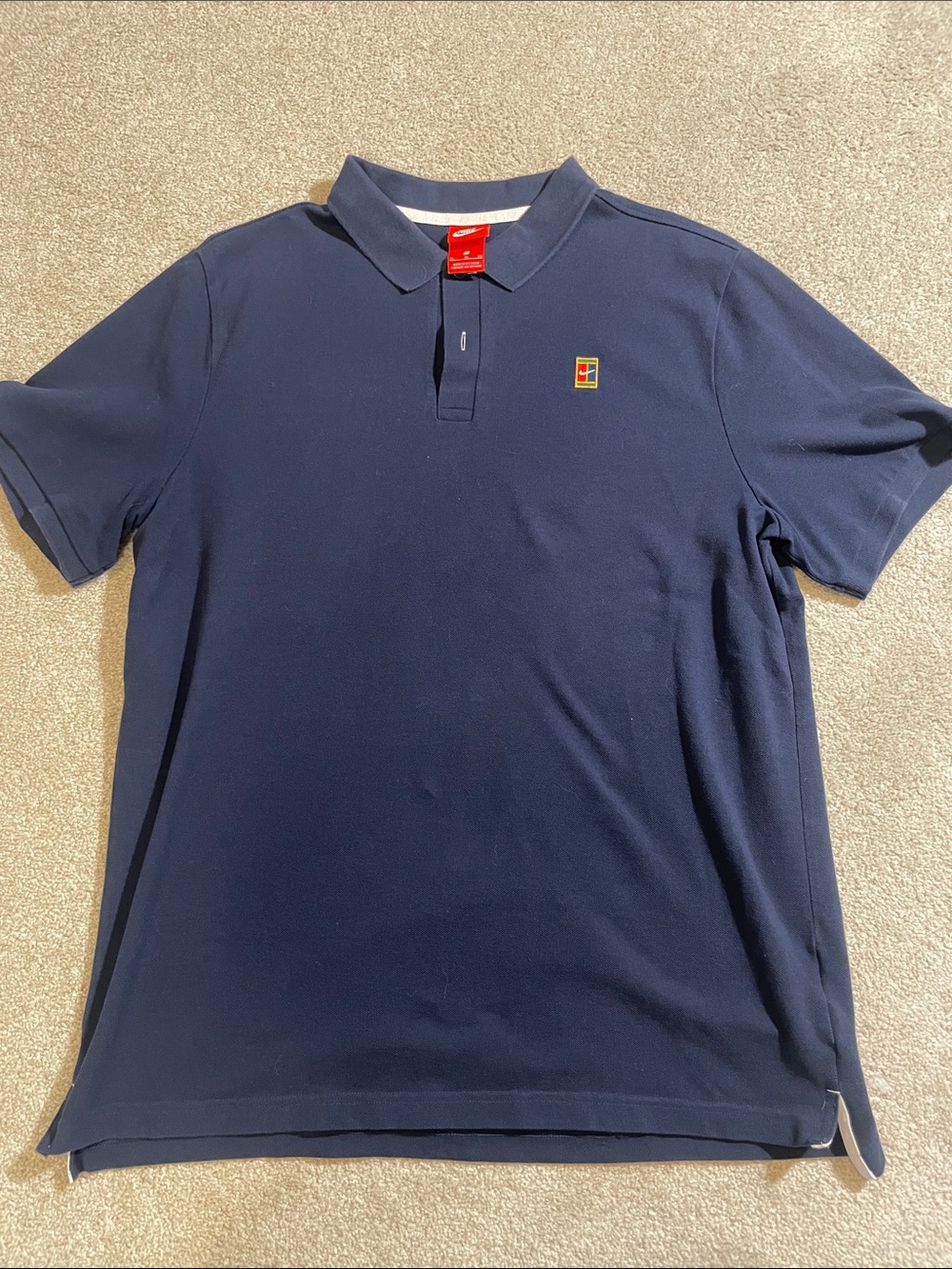 Nike Court Navy Short-Sleeve Polo with Small Crest
